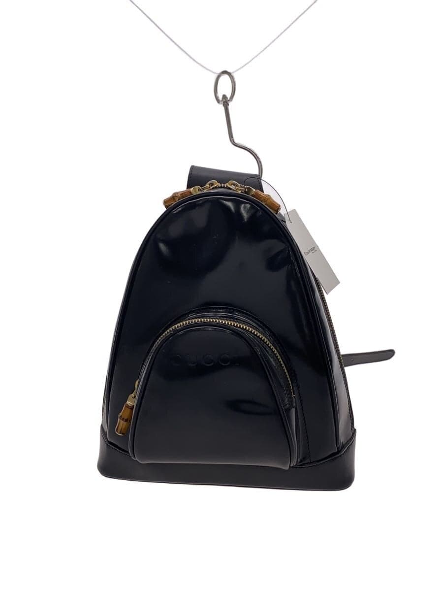 GUCCI Backpack Patent Leather BLK Solid