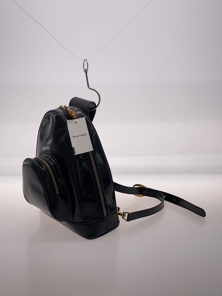 GUCCI Backpack Patent Leather BLK Solid 2