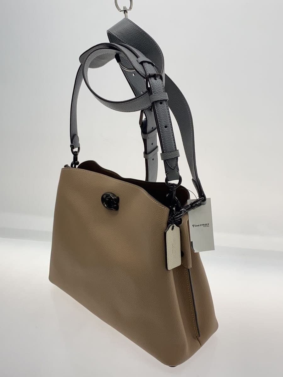 COACH Shoulder Bag Leather BEG Solid C2590 2