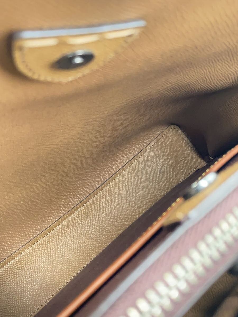 COACH Shoulder Bag Leather BEG Solid C2590 6