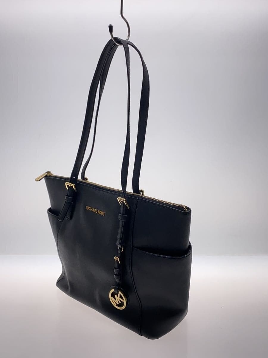 MICHAEL KORS tote bag leather black plain 2
