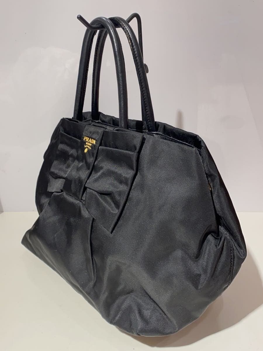 PRADA Ribbon Design Handbag Nylon BLK BN1601 2