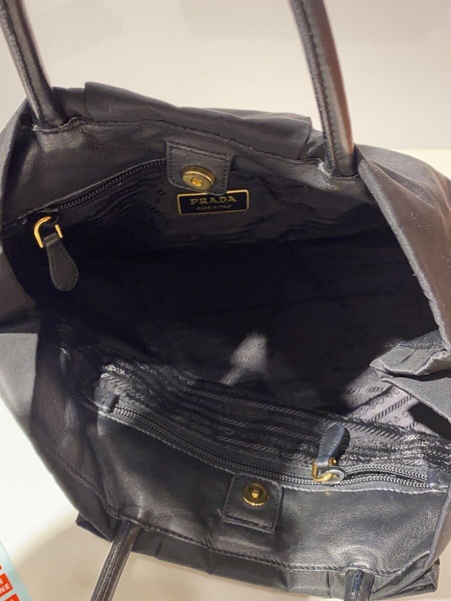 PRADA Ribbon Design Handbag Nylon BLK BN1601 6