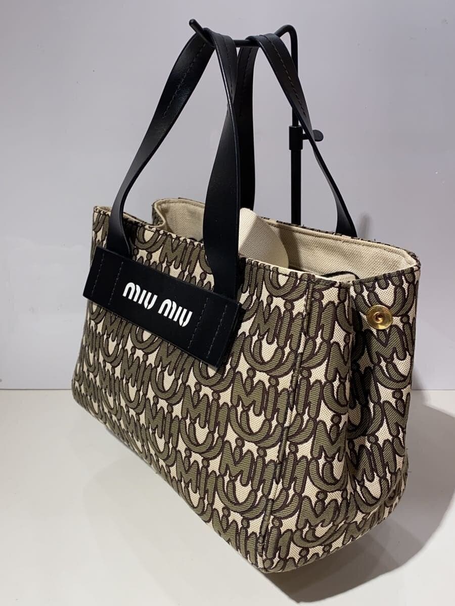 MIU MIU Handbag Canvas BEG All Over Pattern 2