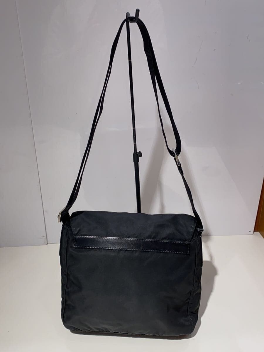 PRADA triangle logo plate shoulder bag -- BLK 3