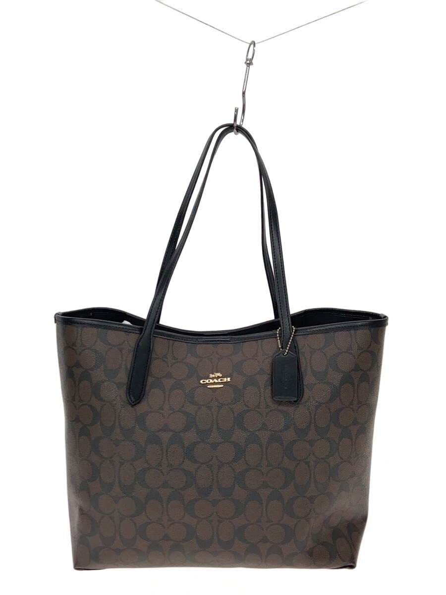 COACH tote bag leather BRW all-over pattern