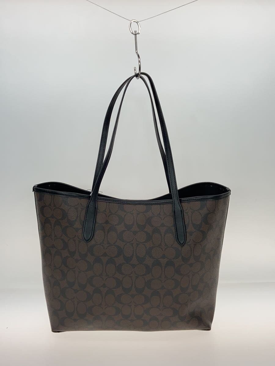 COACH tote bag leather BRW all-over pattern 3