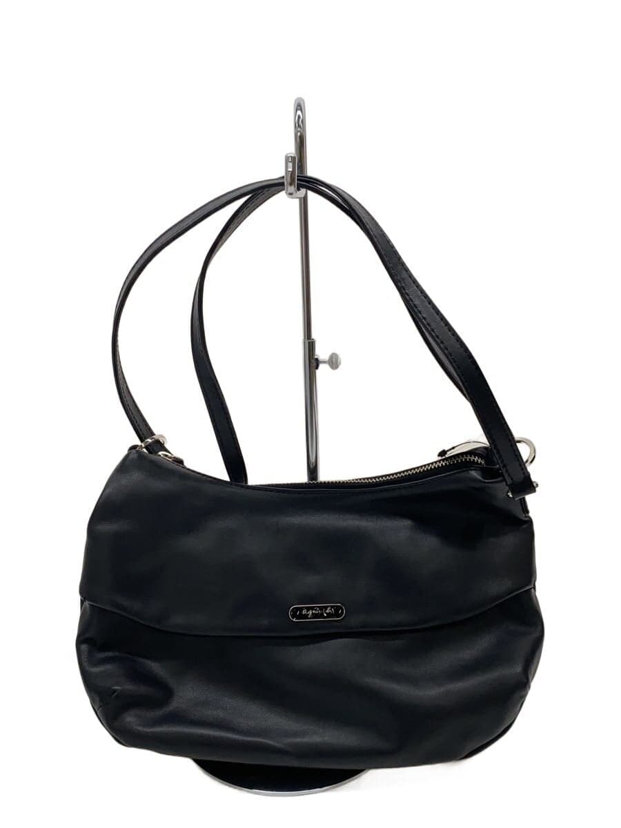agnes b VOYAGE shoulder bag leather BLK plain