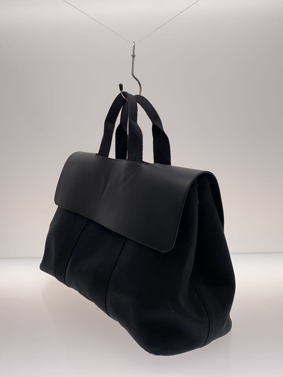 HERMES Valparaiso MM Tote Bag Cotton Navy Scuff marks on corners Discoloration 2