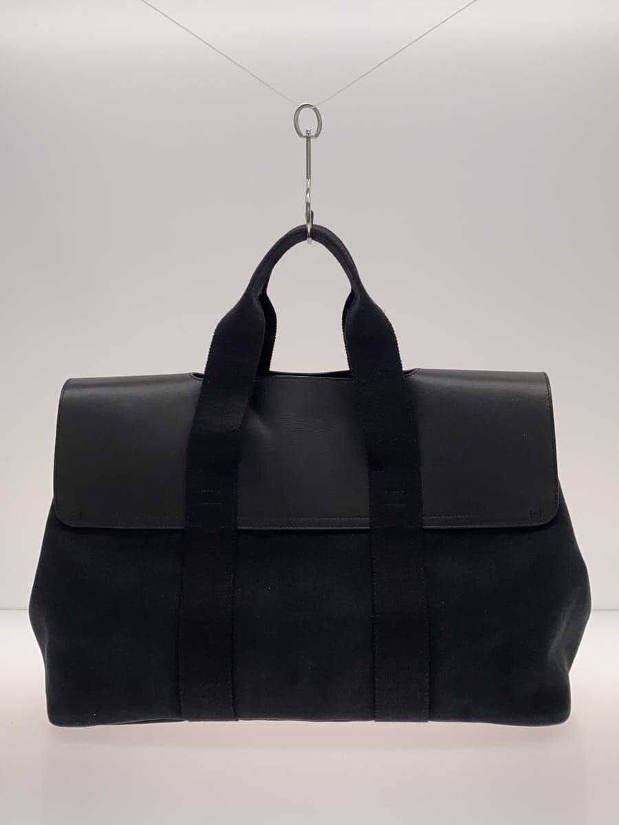 HERMES Valparaiso MM Tote Bag Cotton Navy Scuff marks on corners Discoloration 3