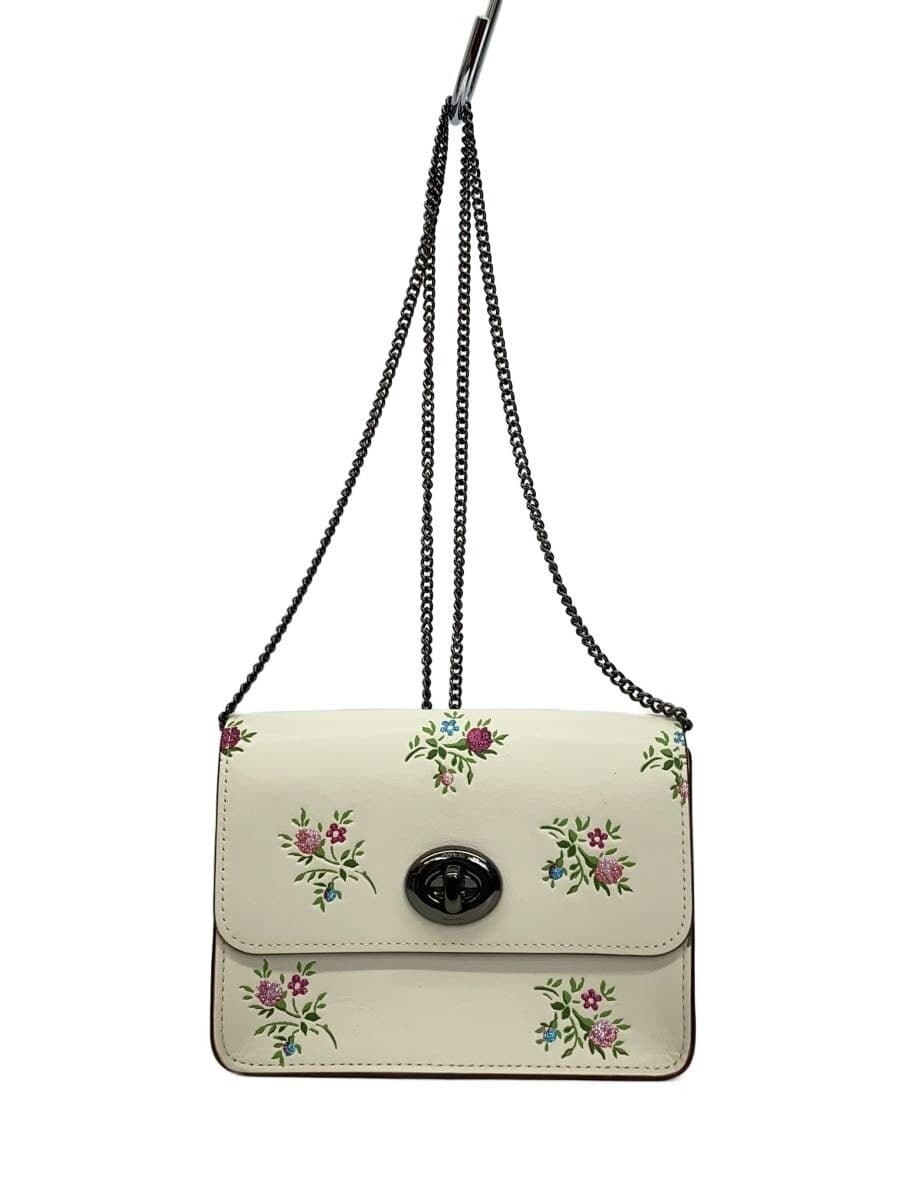 COACH Shoulder Bag Leather WHT Floral 22553