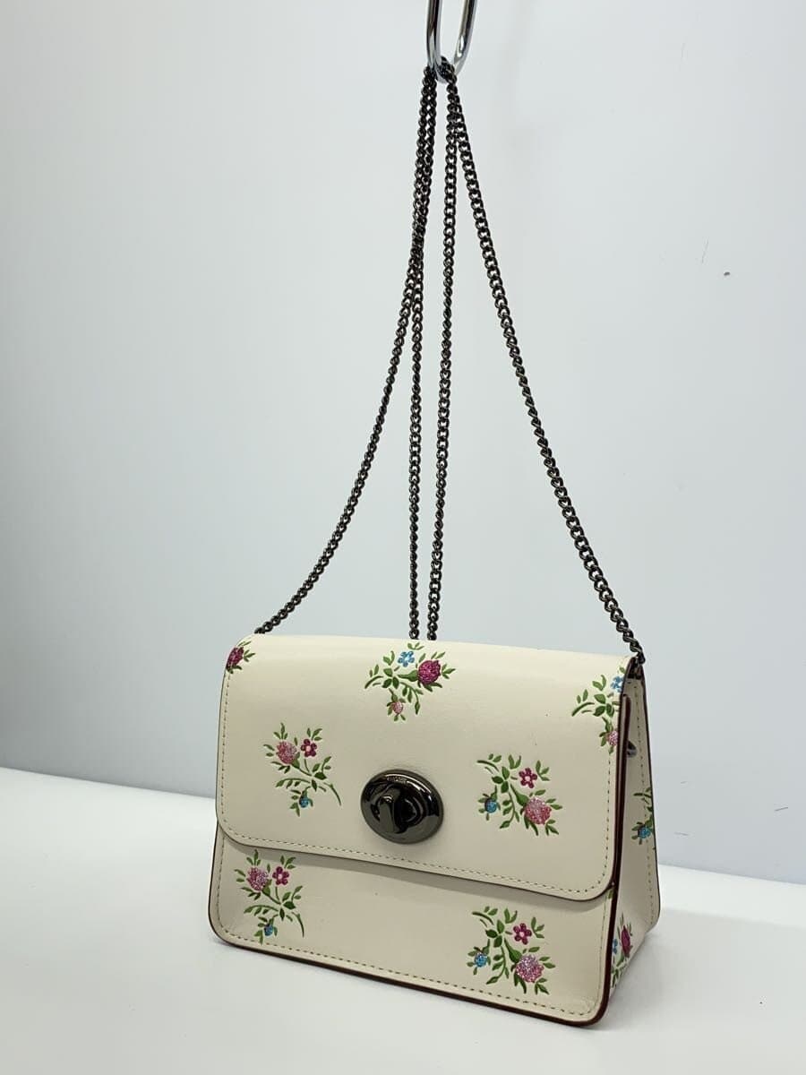 COACH Shoulder Bag Leather WHT Floral 22553 2