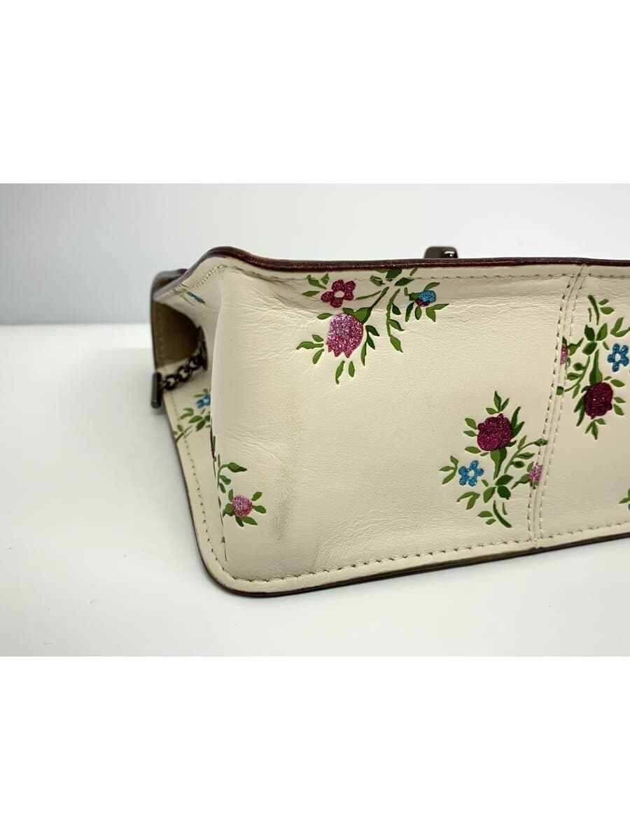 COACH Shoulder Bag Leather WHT Floral 22553 7