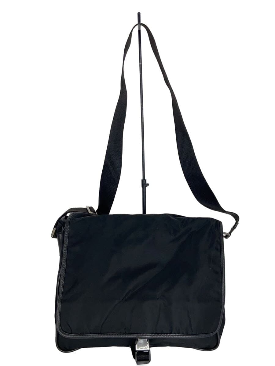 PRADA Shoulder Bag Nylon BLK Hardware Deteriorated Corner Wear