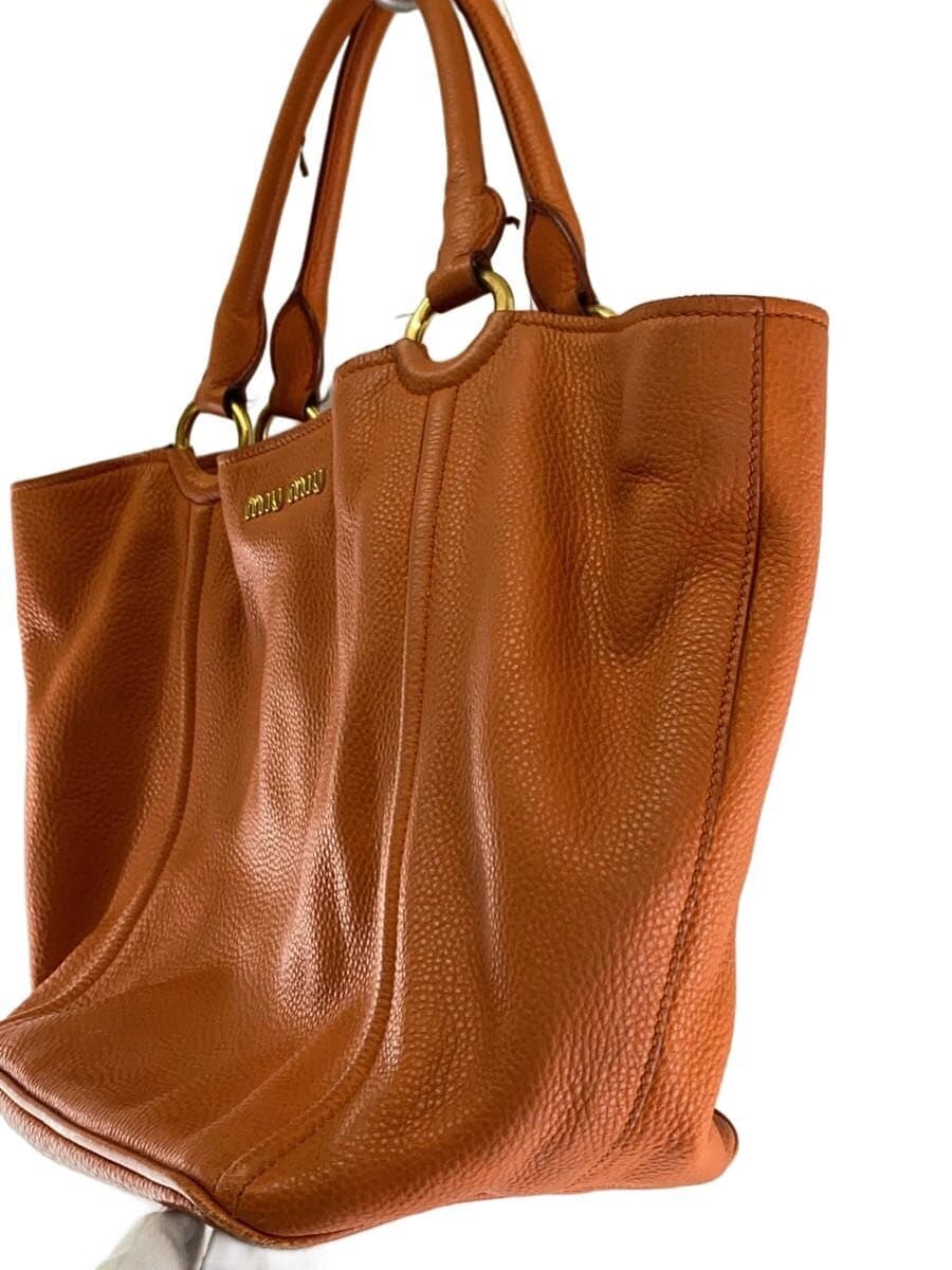 MIU MIU Tote Bag Leather ORN Solid With Stain 2