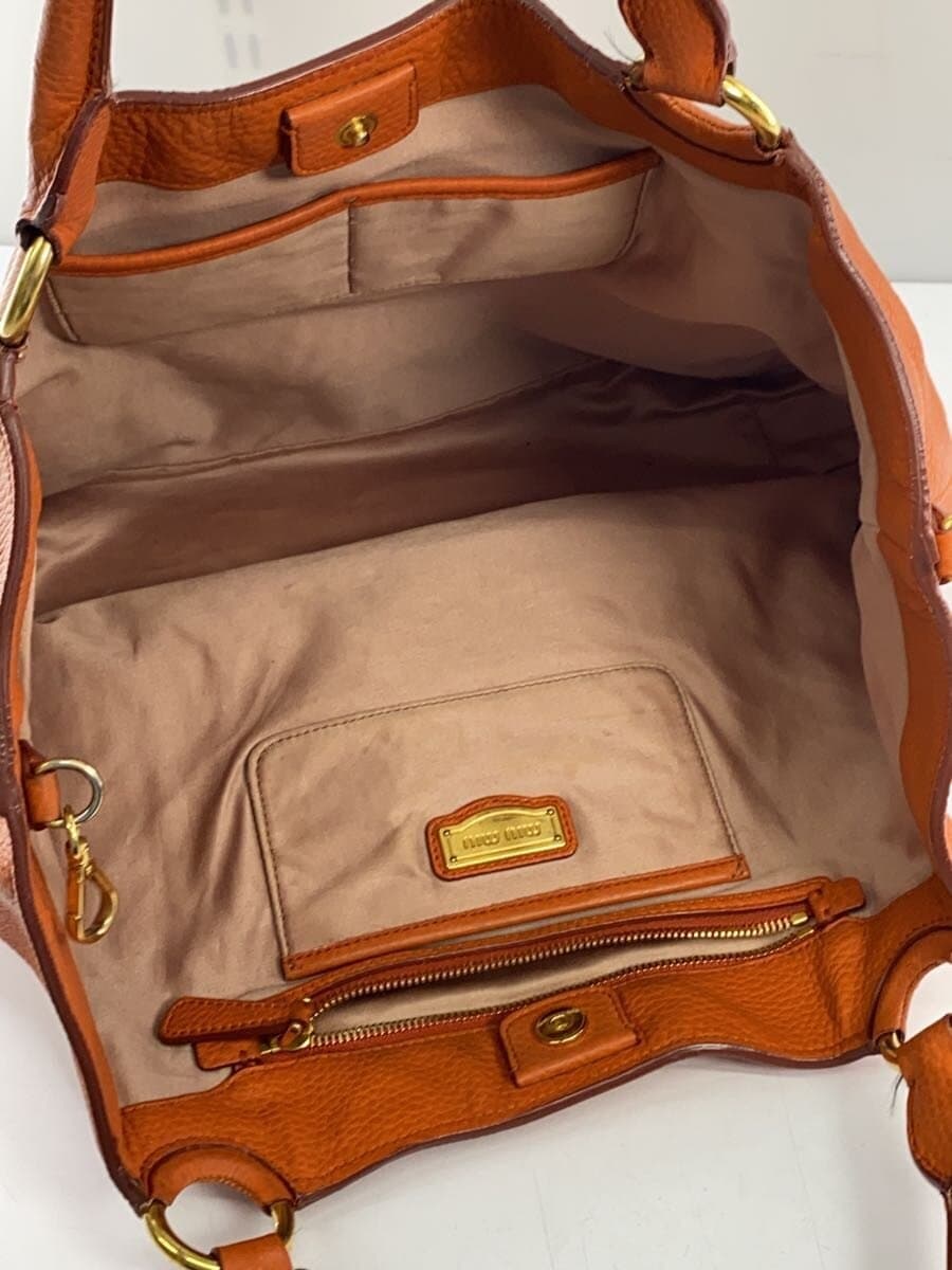 MIU MIU Tote Bag Leather ORN Solid With Stain 6