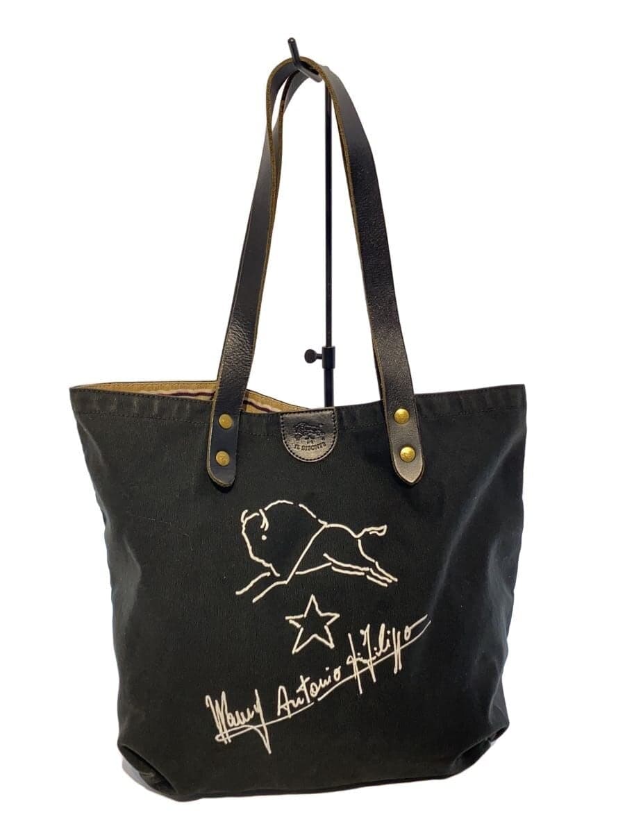 IL BISONTE Tote Bag Canvas BLK Solid