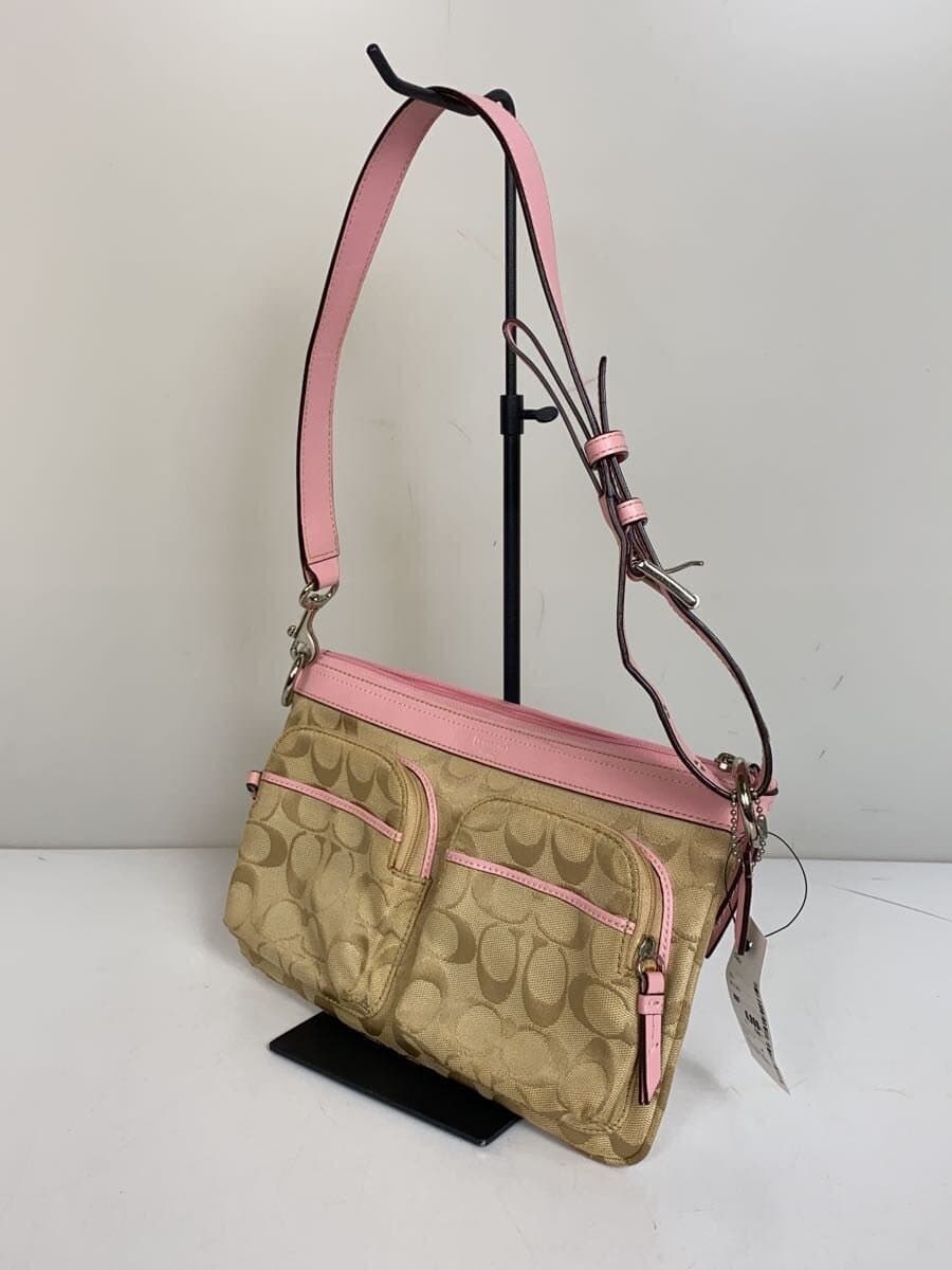 COACH Shoulder Bag Canvas BEG All Over Pattern 2