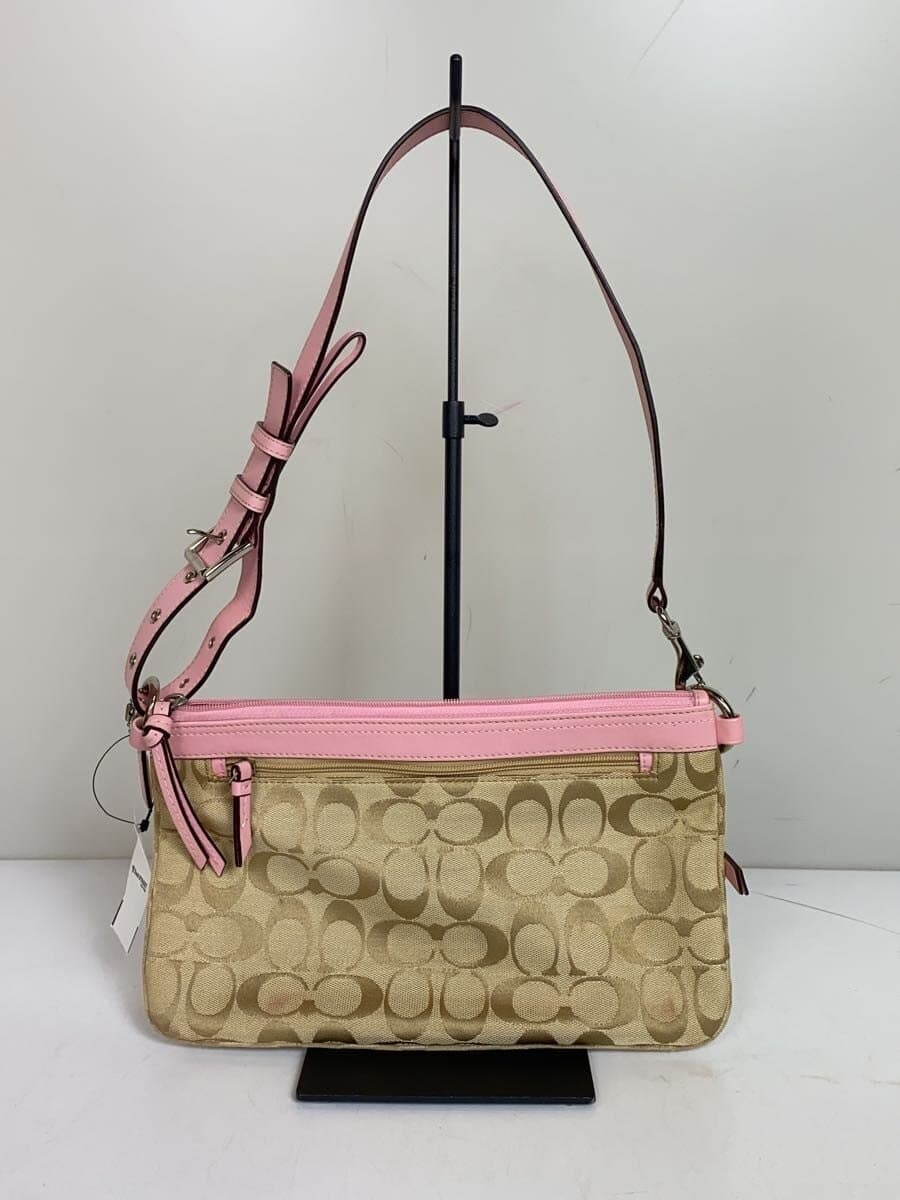 COACH Shoulder Bag Canvas BEG All Over Pattern 3