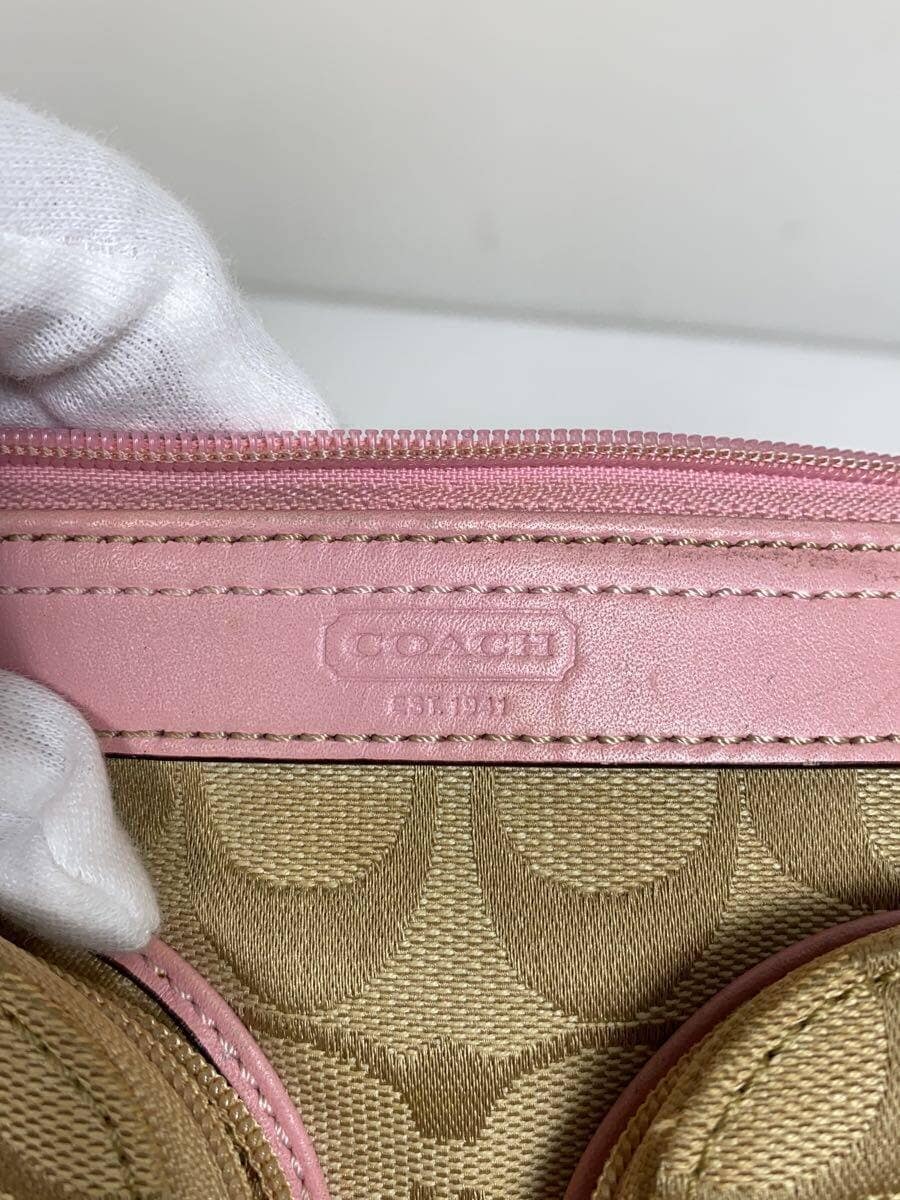COACH Shoulder Bag Canvas BEG All Over Pattern 5
