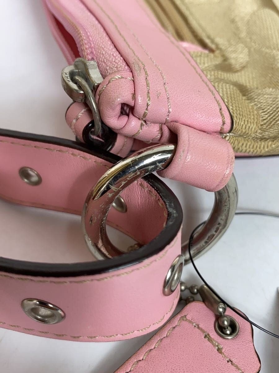 COACH Shoulder Bag Canvas BEG All Over Pattern 9