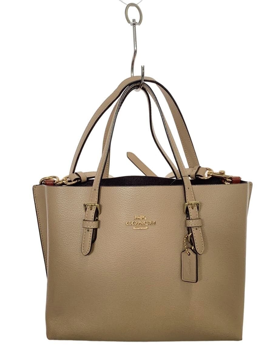 COACH Molly Tote_Beige Leather BEG Solid C4084