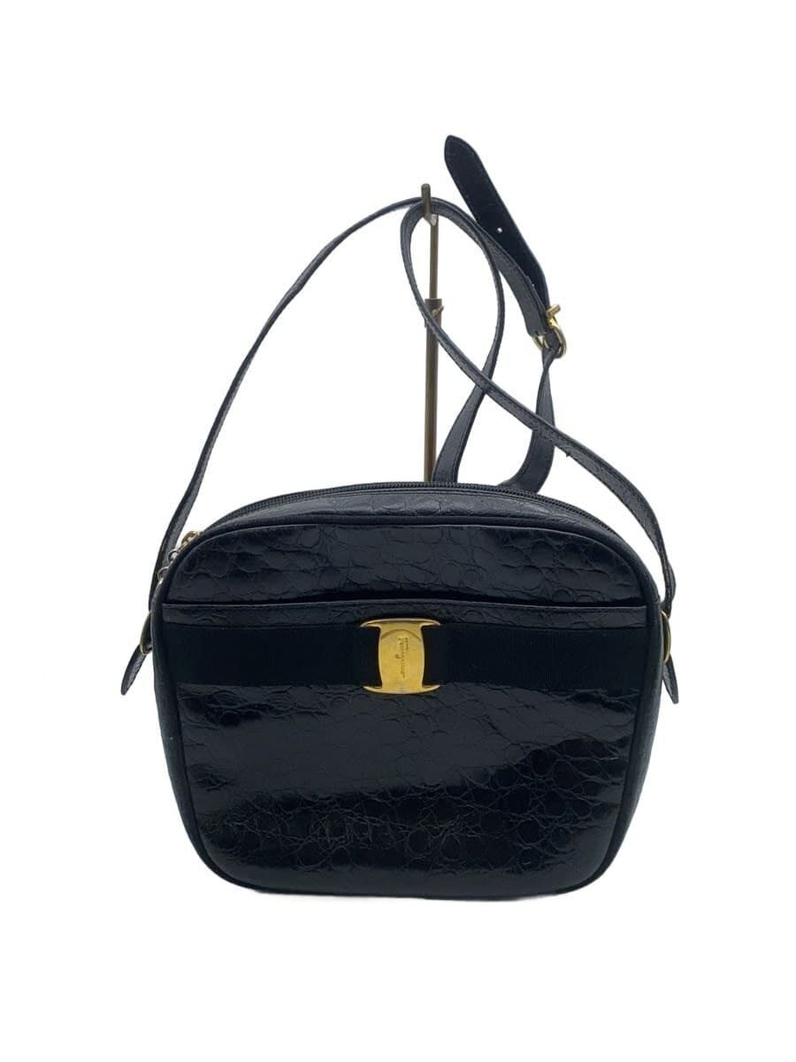 Salvatore Ferragamo Shoulder Bag Leather BLK BZ-21-6677