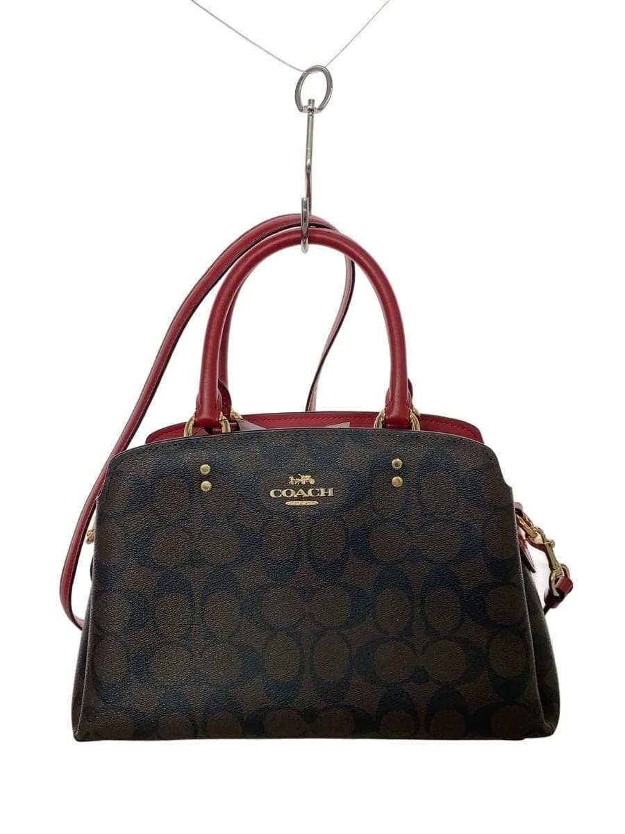 COACH Mini Lily Carryall Signature Red Leather Leather RED Allover Pattern 91494