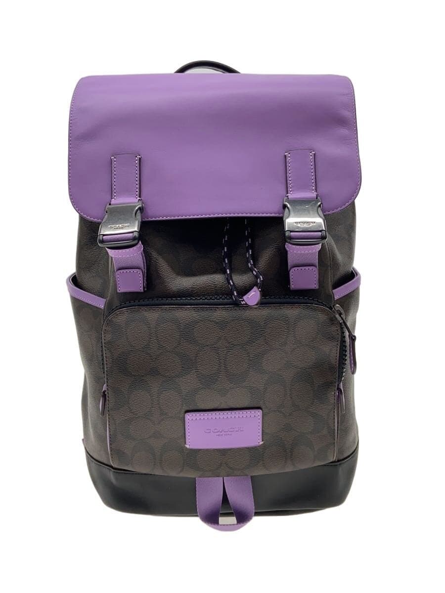 COACH Backpack Color Block Signature Brown & Purple All-over Pattern CL417