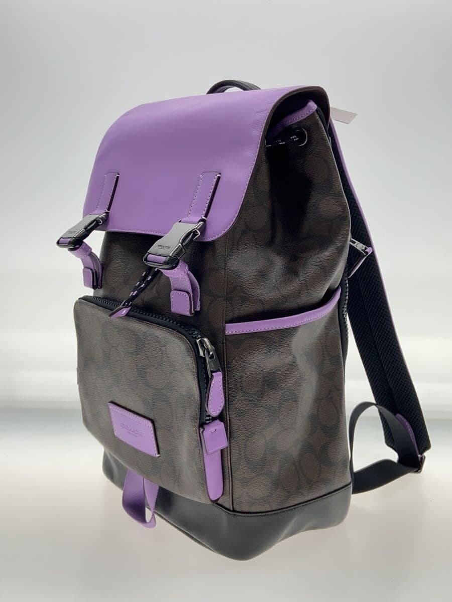 COACH Backpack Color Block Signature Brown & Purple All-over Pattern CL417 2