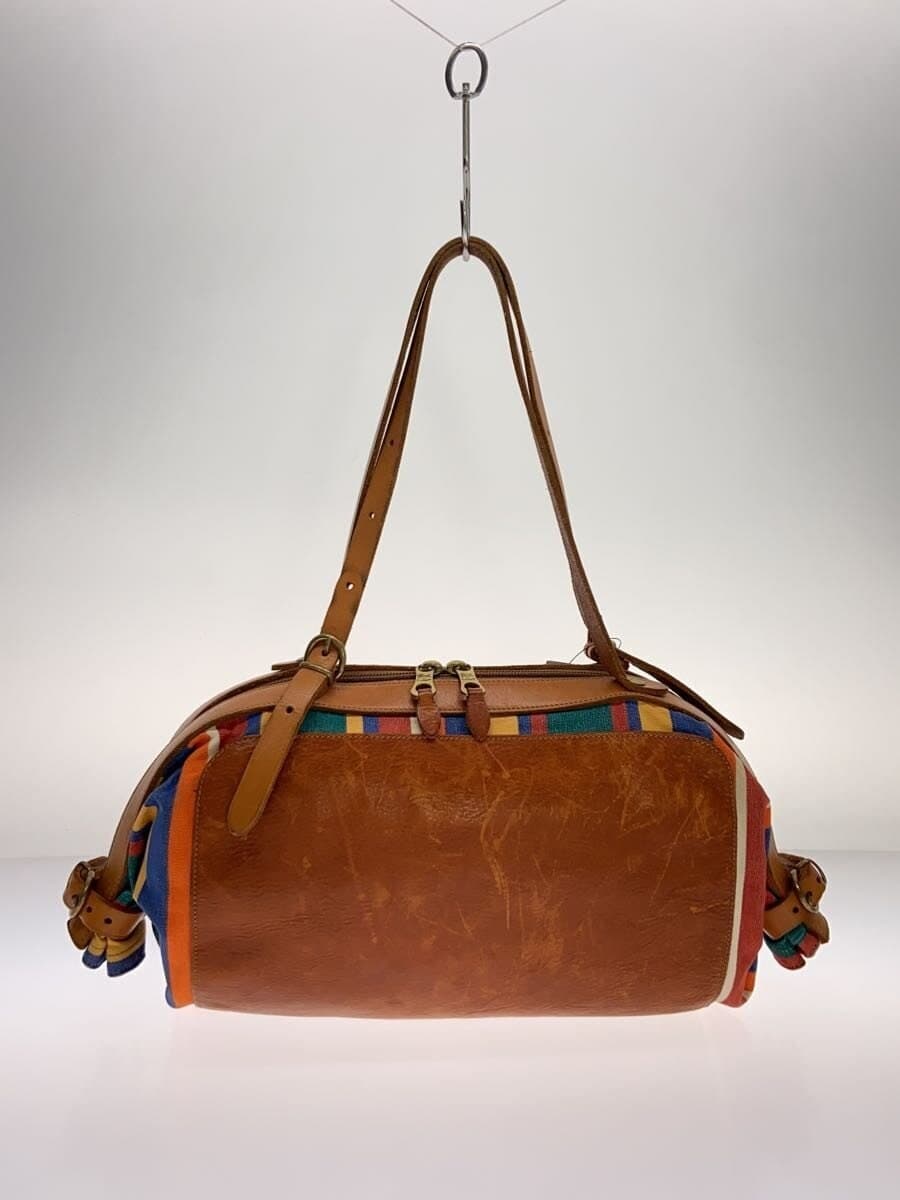 IL BISONTE Candy Bag Tote Bag Stripe Canvas Leather BRW 3