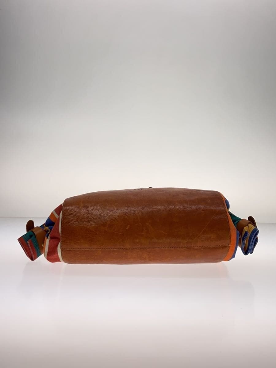 IL BISONTE Candy Bag Tote Bag Stripe Canvas Leather BRW 4