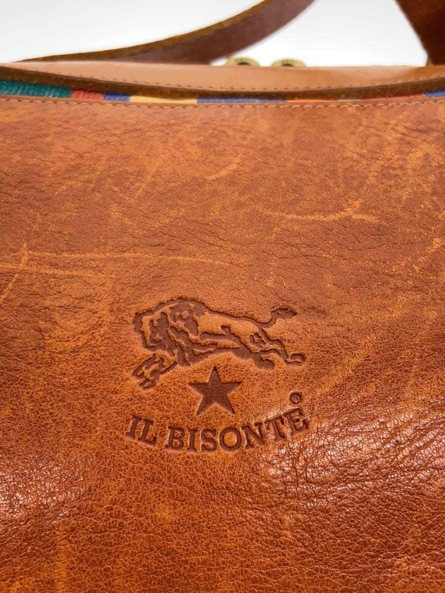 IL BISONTE Candy Bag Tote Bag Stripe Canvas Leather BRW 5