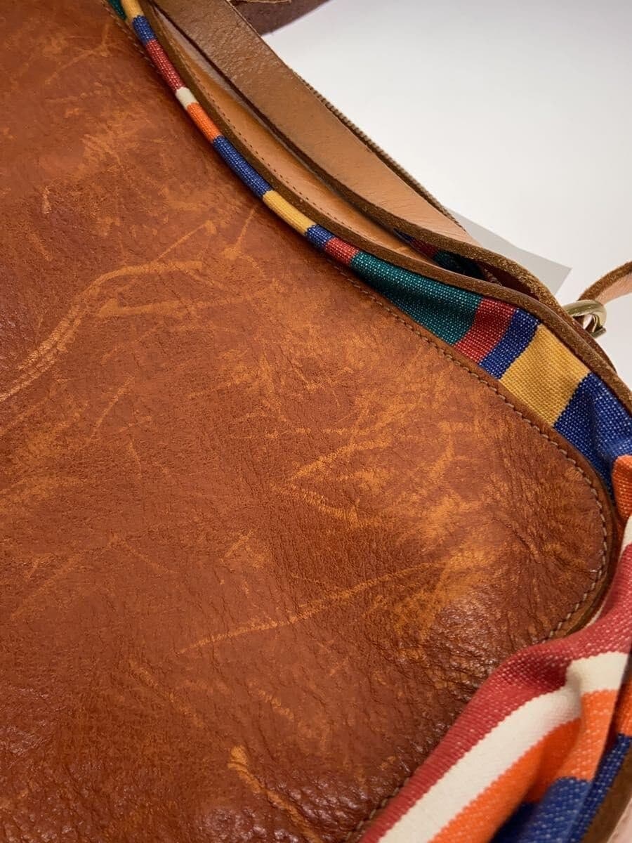 IL BISONTE Candy Bag Tote Bag Stripe Canvas Leather BRW 7