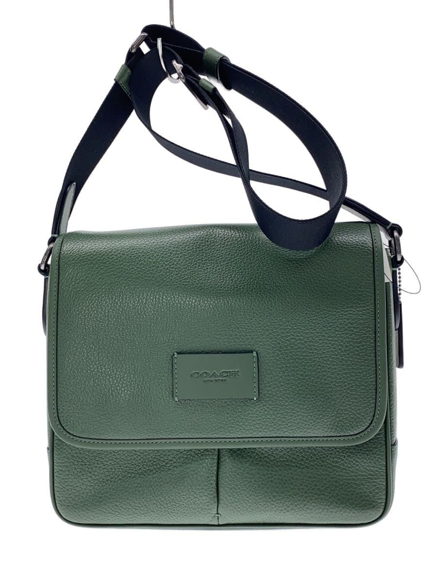 COACH Shoulder Bag Leather Green Solid Color J2444