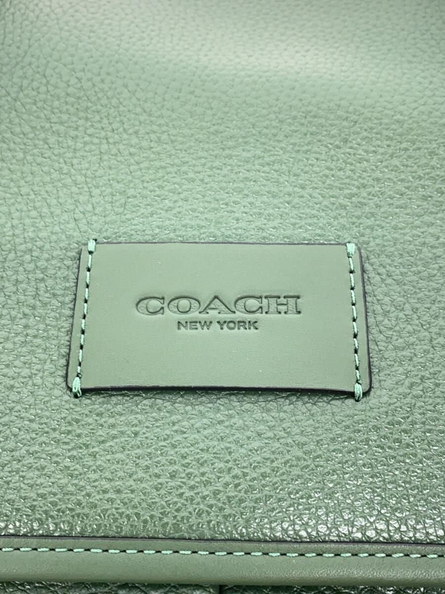 COACH Shoulder Bag Leather Green Solid Color J2444 5