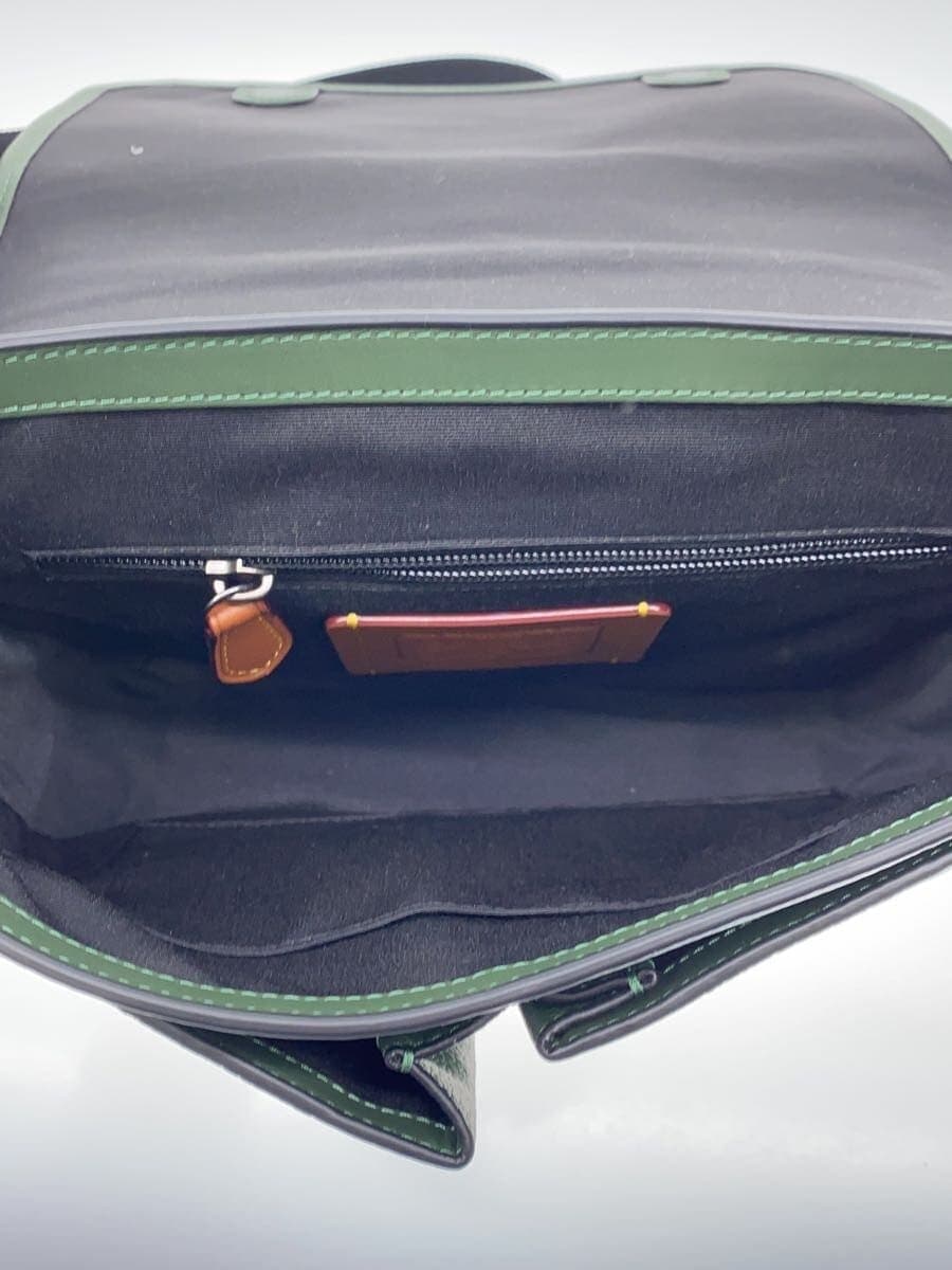 COACH Shoulder Bag Leather Green Solid Color J2444 6