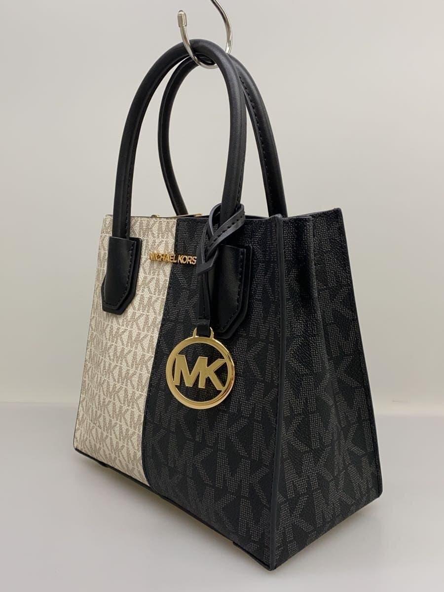 MICHAEL KORS handbag PVC WHT BLK two-tone 35F4GM9M2B missing shoulder strap 2