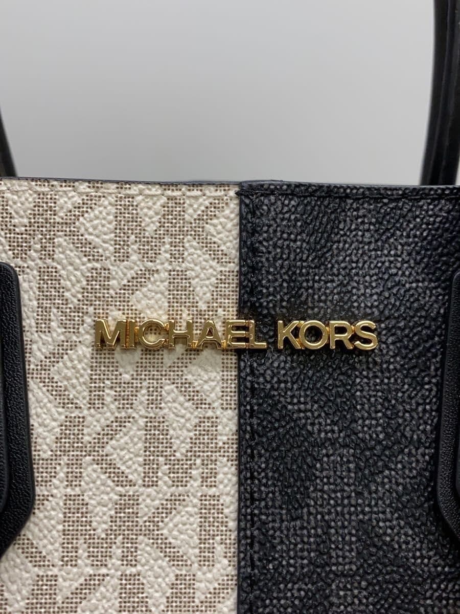 MICHAEL KORS handbag PVC WHT BLK two-tone 35F4GM9M2B missing shoulder strap 5