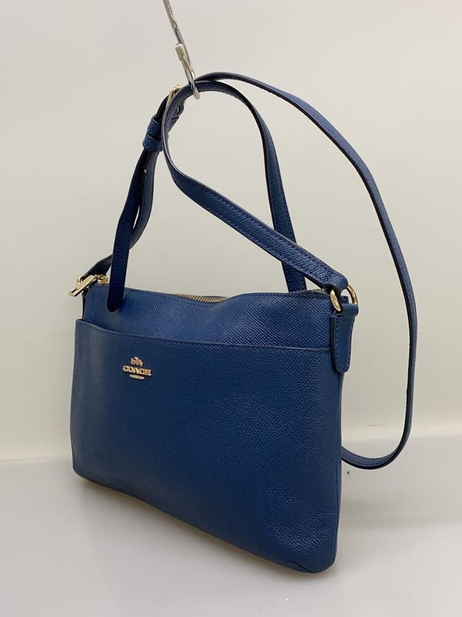 COACH shoulder bag leather NVY 2