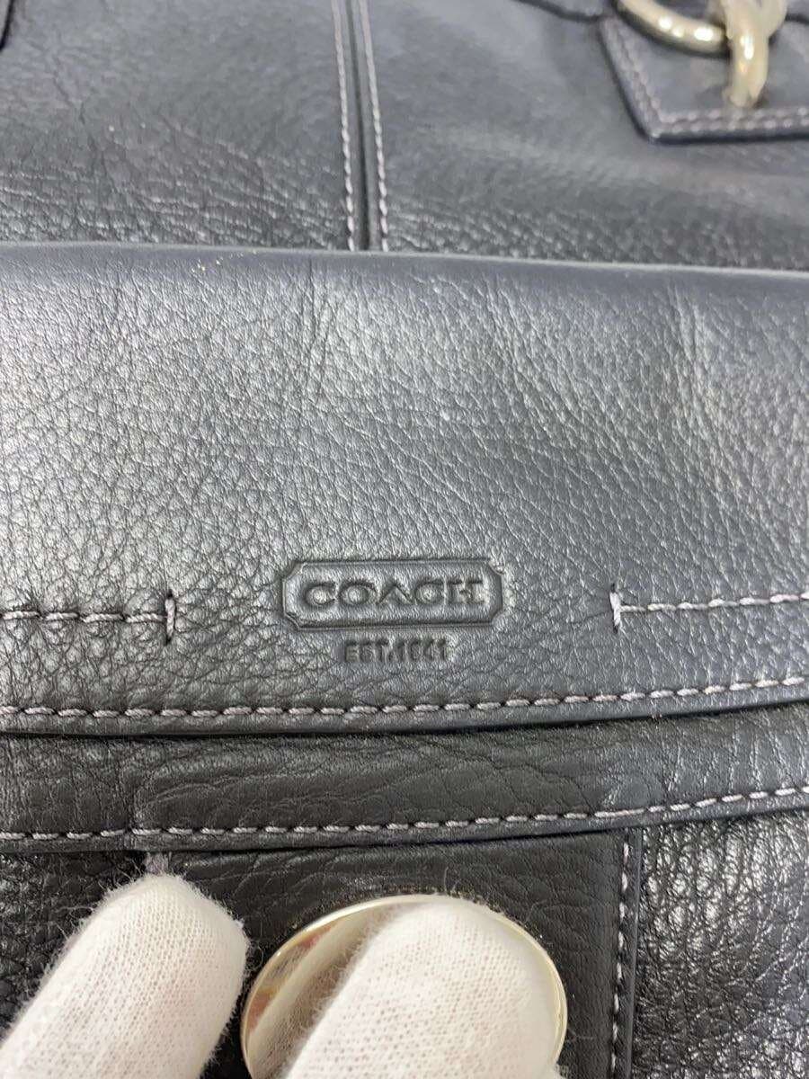 COACH Hand Bag Leather BLK Black Solid 4