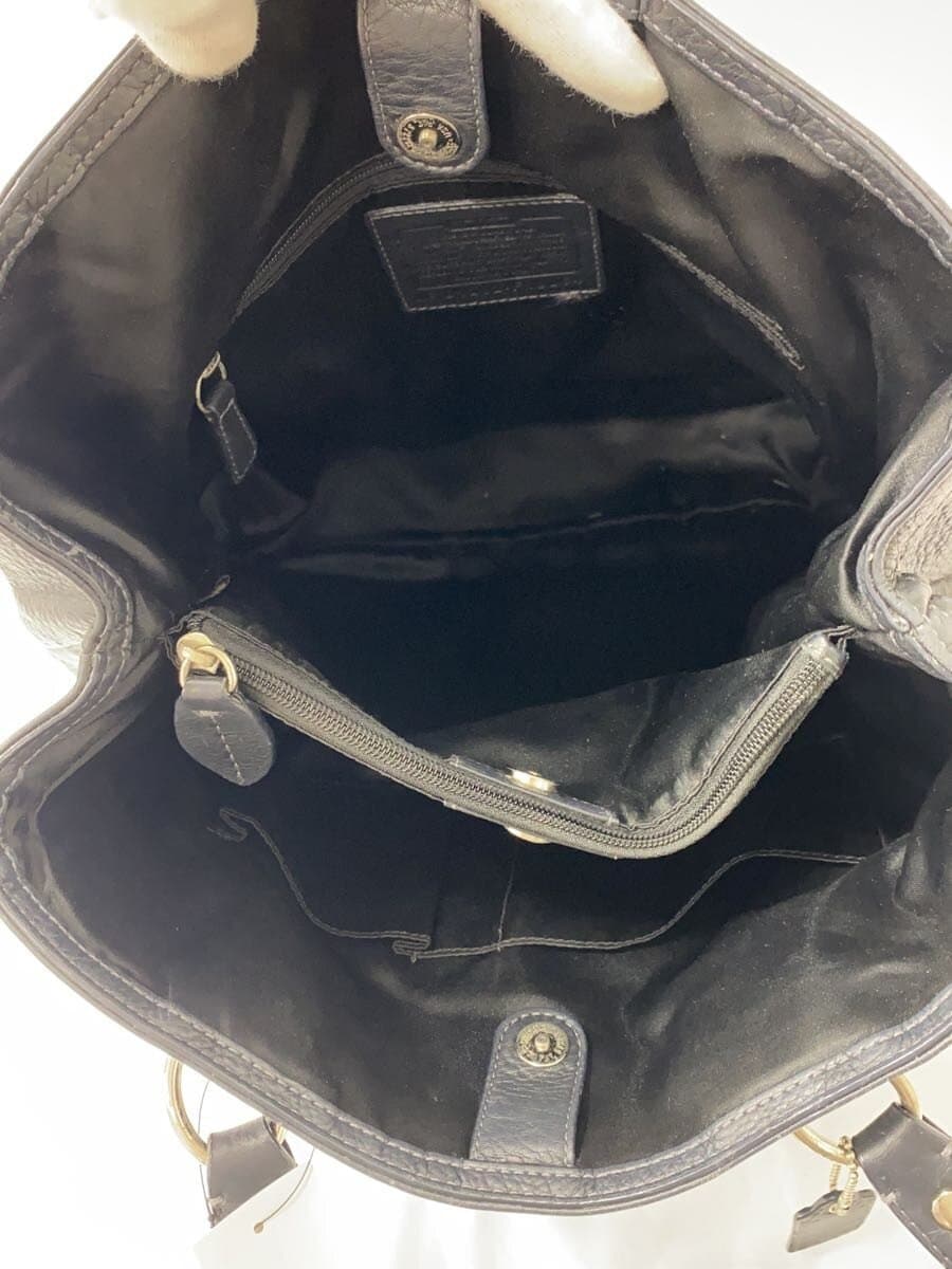COACH Hand Bag Leather BLK Black Solid 5