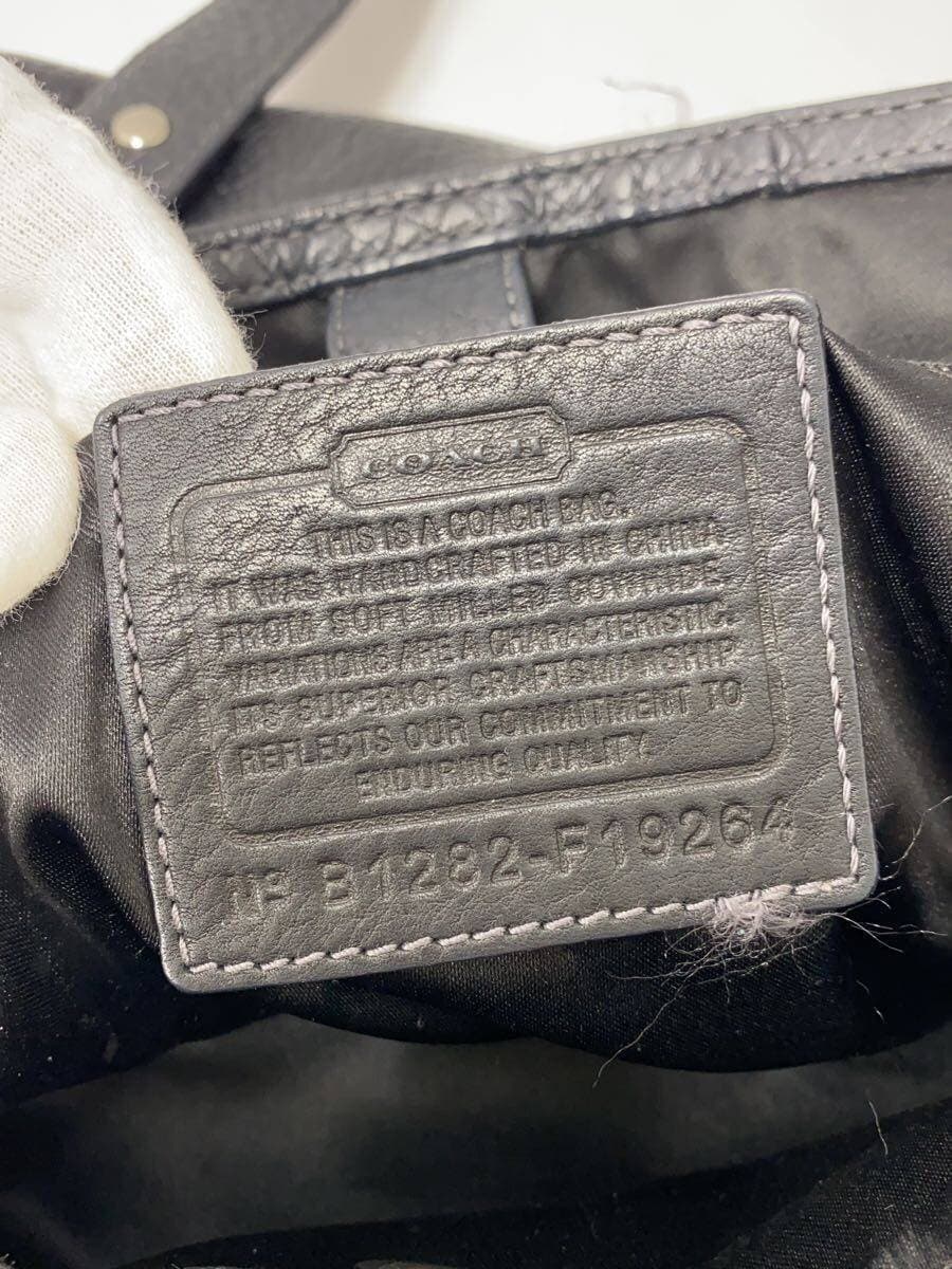 COACH Hand Bag Leather BLK Black Solid 6