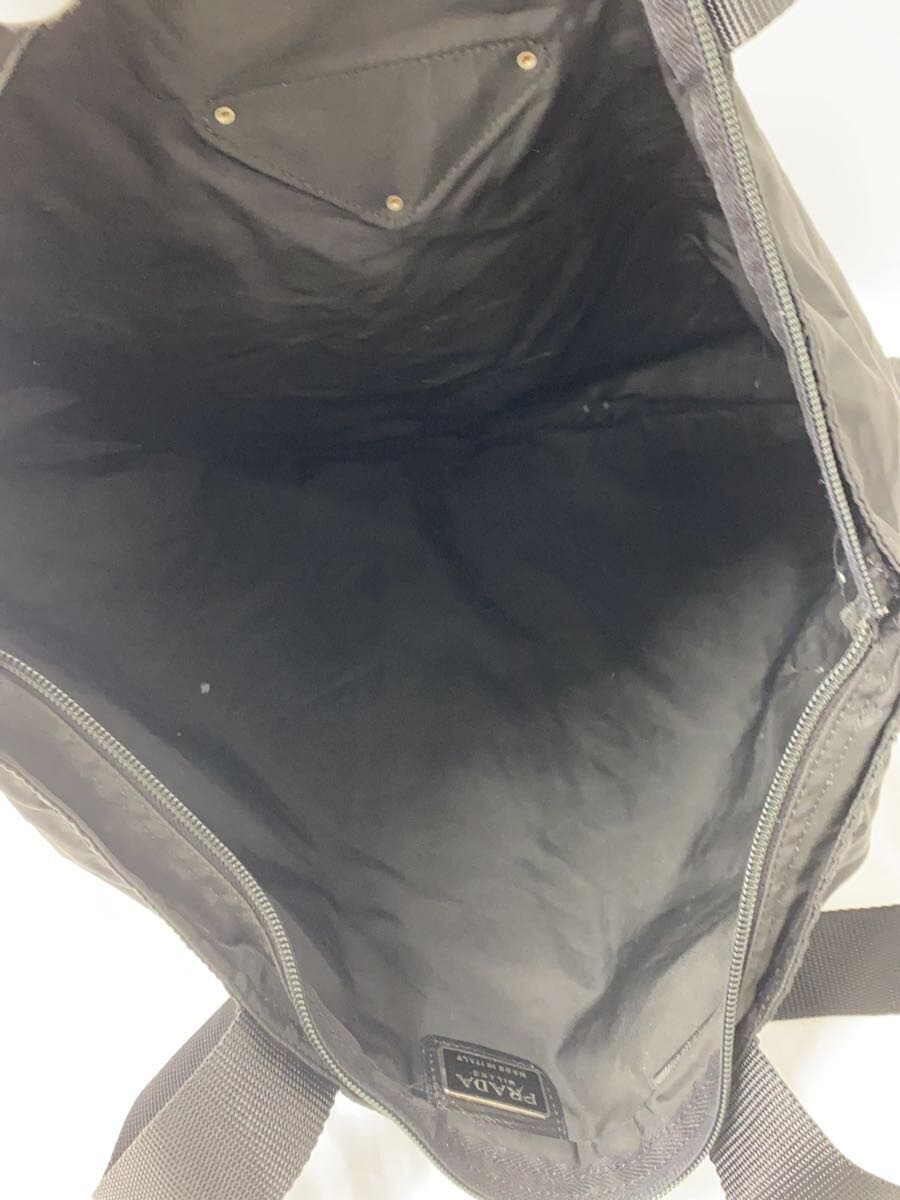 PRADA Tote Bag Triangle Plate Nylon Black Black Solid 5