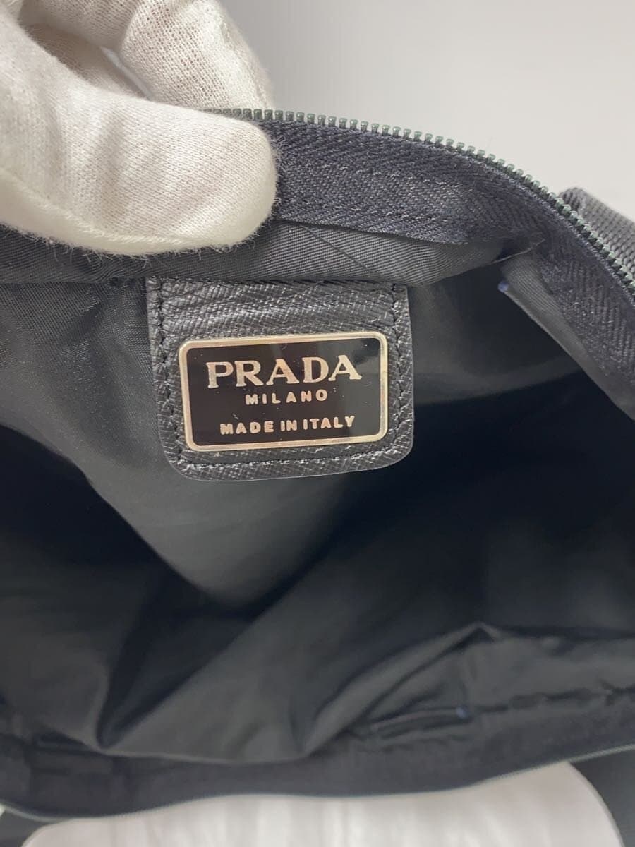 PRADA Tote Bag Triangle Plate Nylon Black Black Solid 6