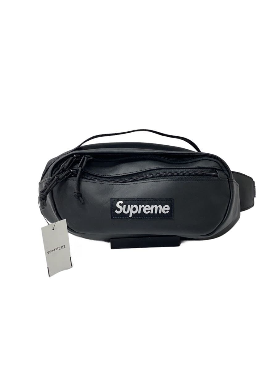 Supreme Waist Bag 23AW Leather Waist Bag Leather Black Solid Color