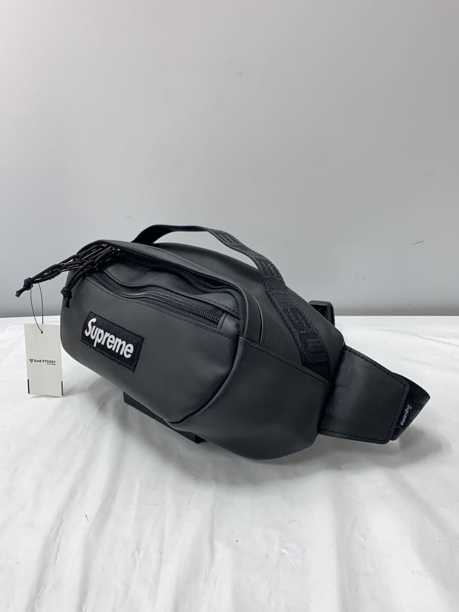 Supreme Waist Bag 23AW Leather Waist Bag Leather Black Solid Color 2