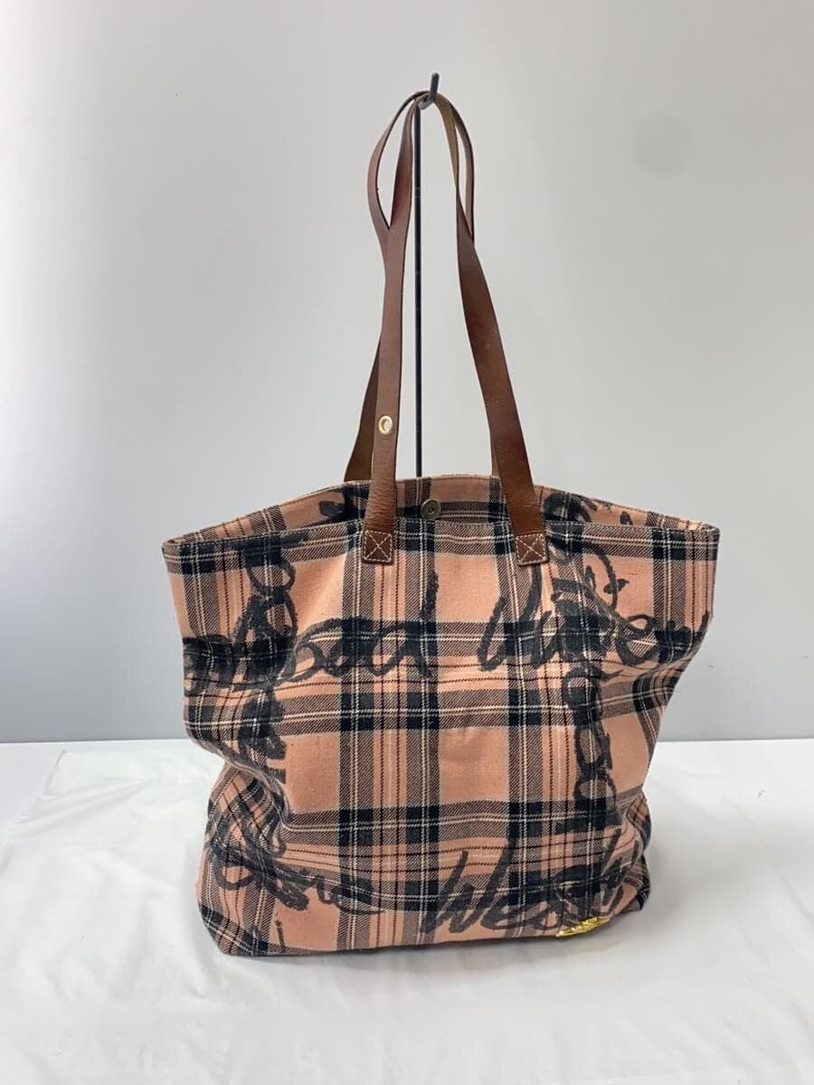 Vivienne Westwood Tote Bag Cotton PNK Check 3