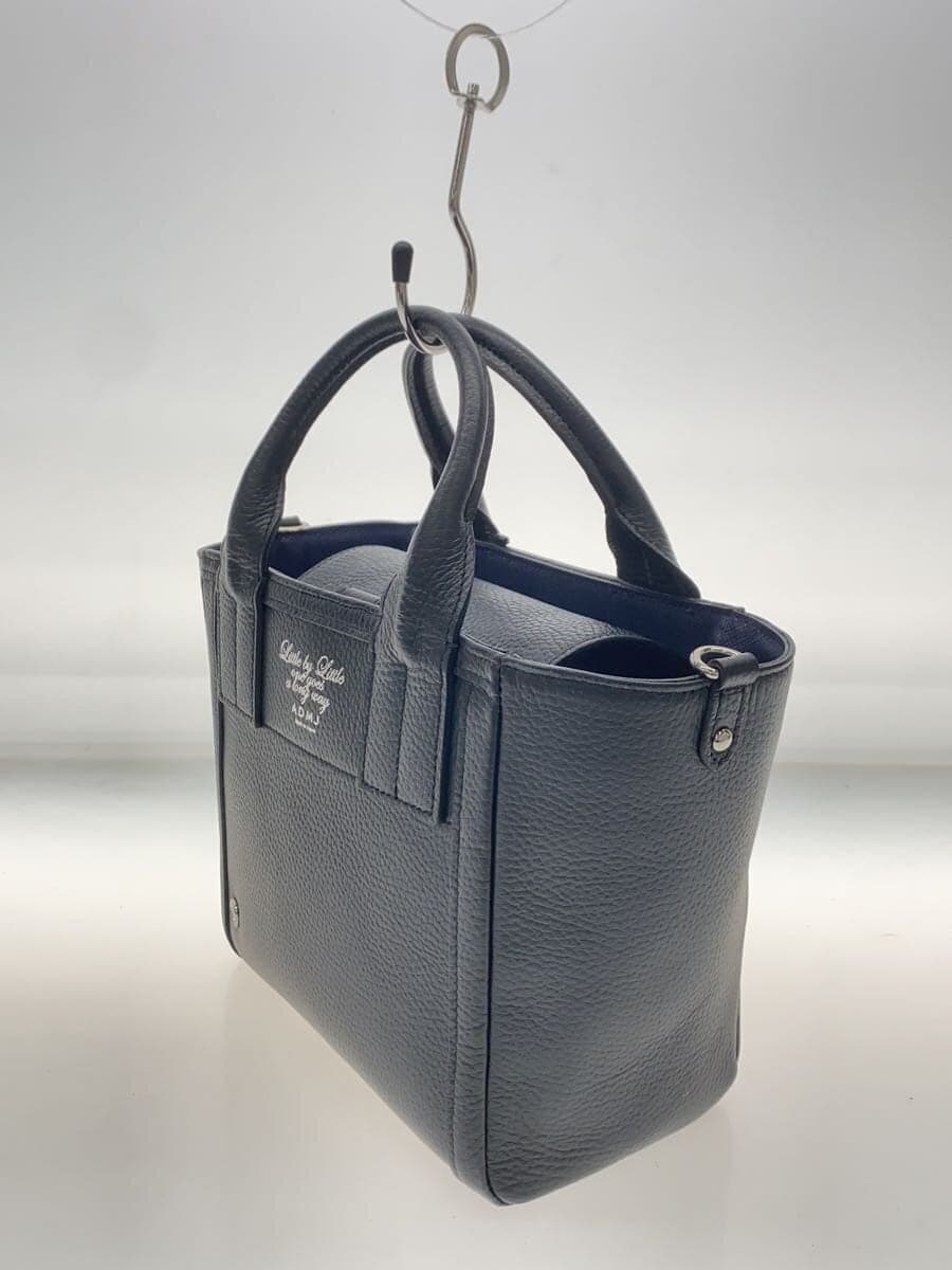 A.D.M.J.2-Way Shrunken Embossed Handbag Leather BLK Solid 2