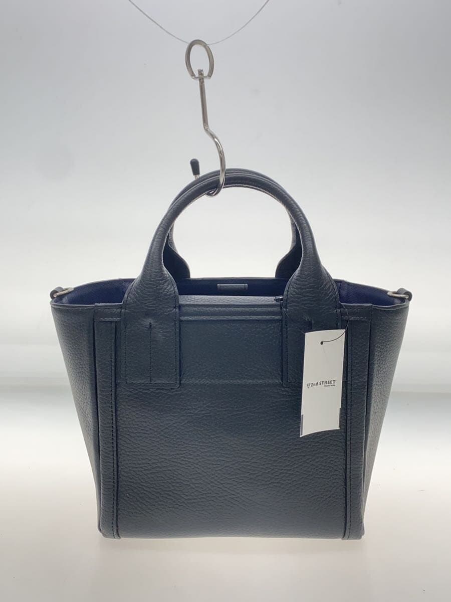 A.D.M.J.2-Way Shrunken Embossed Handbag Leather BLK Solid 3